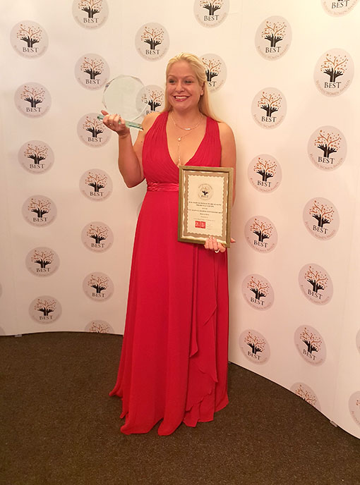 Becky Oliver wins Best Business Women working with Children and Families Award.